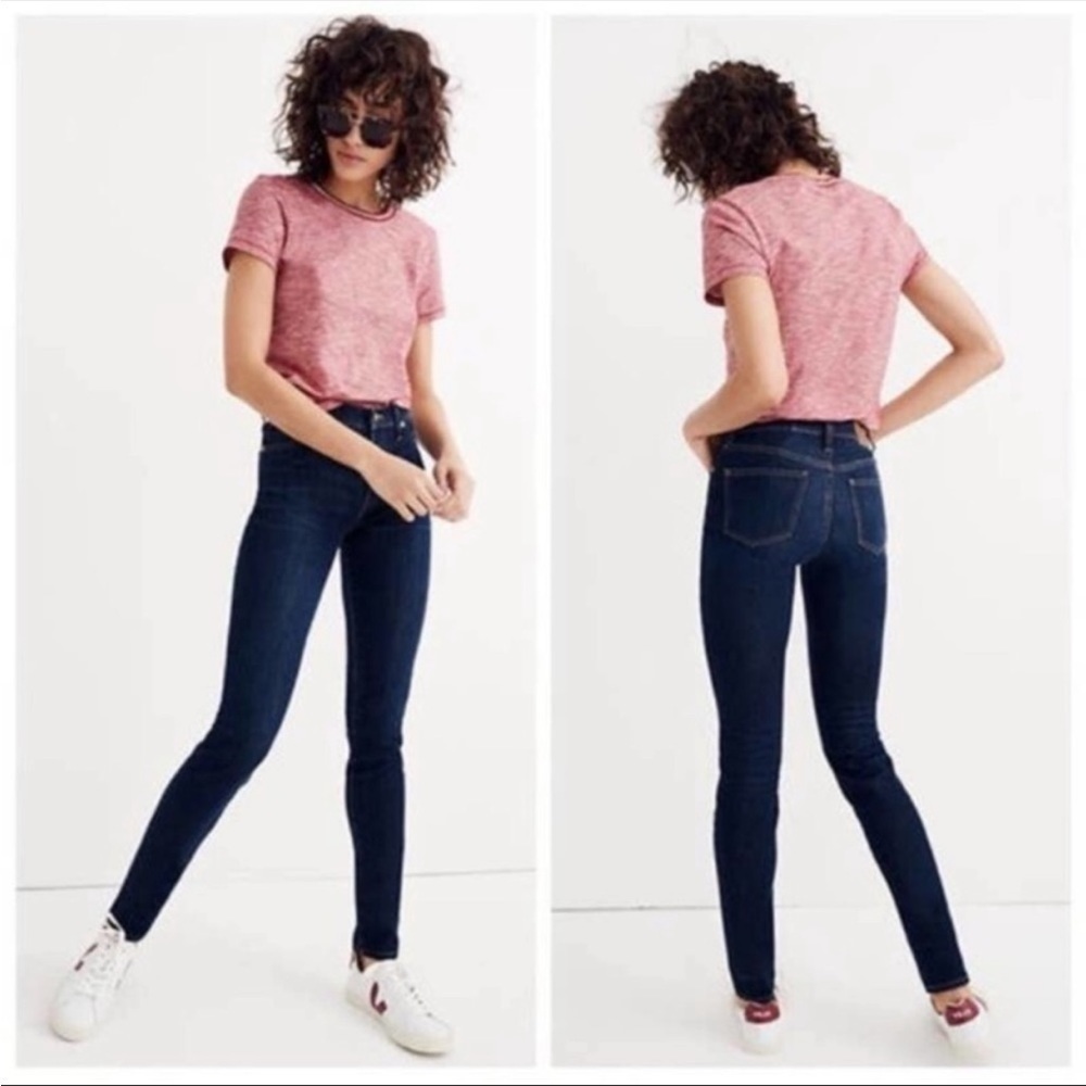 MADEWELL 9" Mid-Rise Skinny Jeans in Larkspur Wash TENCEL Denim Style F8990